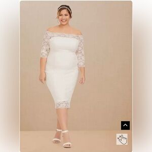 Torrid White Lace Off-Shoulder Dress